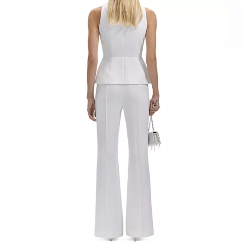 Self-Portrait White Sleeveless Peplum Top with Wide-Leg Pants - Picture 5 of 6
